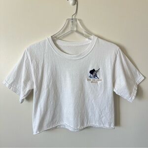 Cabo San Lucas Mexico White Embroidered Cropped T-shirt Shirt Top
